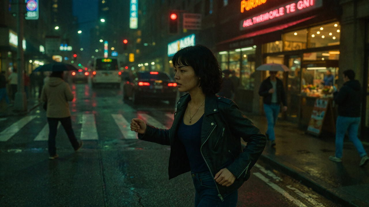 One AI Character Through a Rainy Night: Neo-Noir Short · 3
